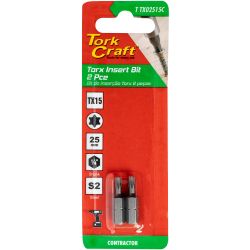 TORK CRAFT Torx Tx 15 Classic Power Bit 25mm 2pc Carded